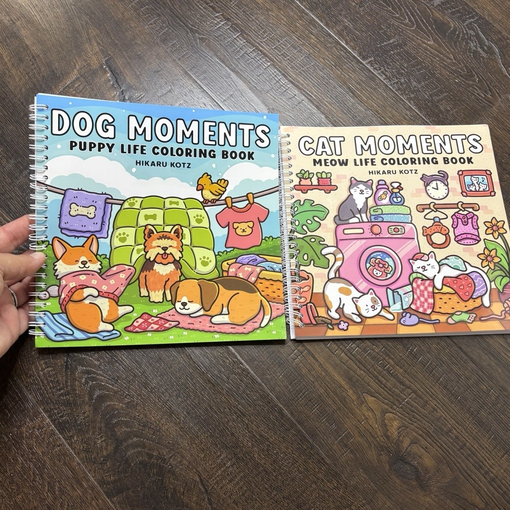 Dog & Cat Moments Coloring Book Bundle Hikaru Kotz NEW